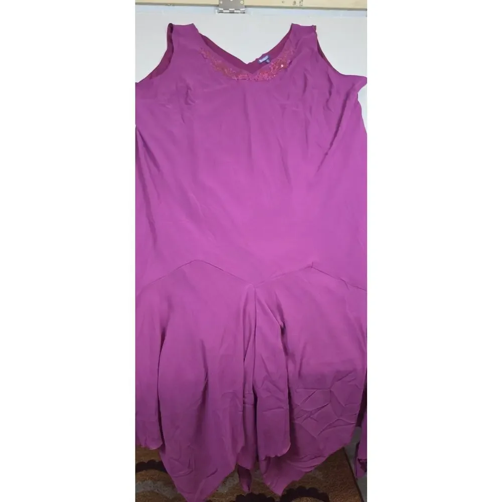 Roaman's 2 Pc Dress & Sheer Jacket Set 38W Purple Sequin Embroidered Plus Size